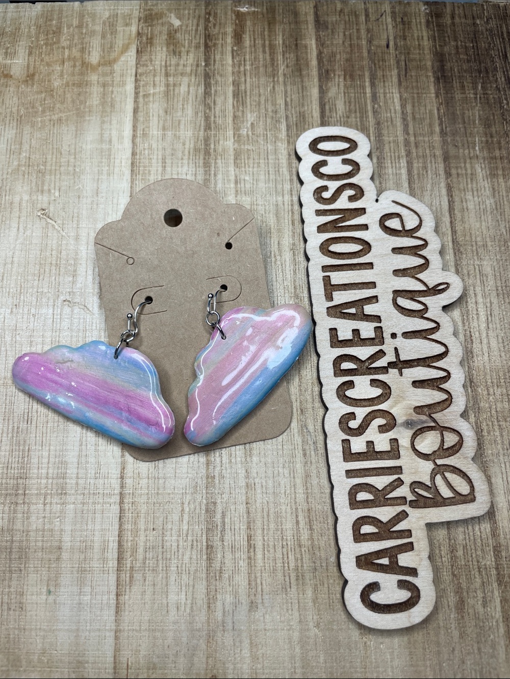 Pastel Cloud Dangle Earrings - Pink Blue Purple